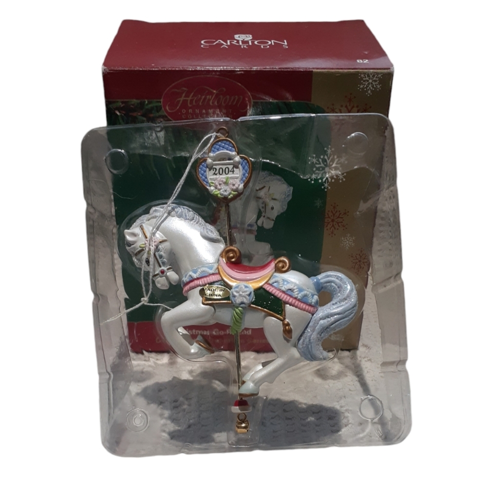 Vintage Carlton Cards Heirloom Ornament Christmas Go Round Carousel Horse 2004